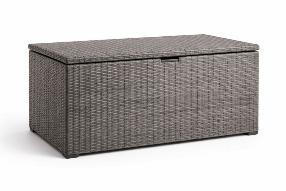 Gray Wicker Outdoor Storage Box with Waterproof Resin 117x60x58 cm
