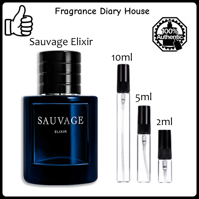 COD Dior Sauvage &Sauvage Elixir &  Homme Intense &  Sauvage Parfum 2ml/5ml/10ml Men's Fragrance