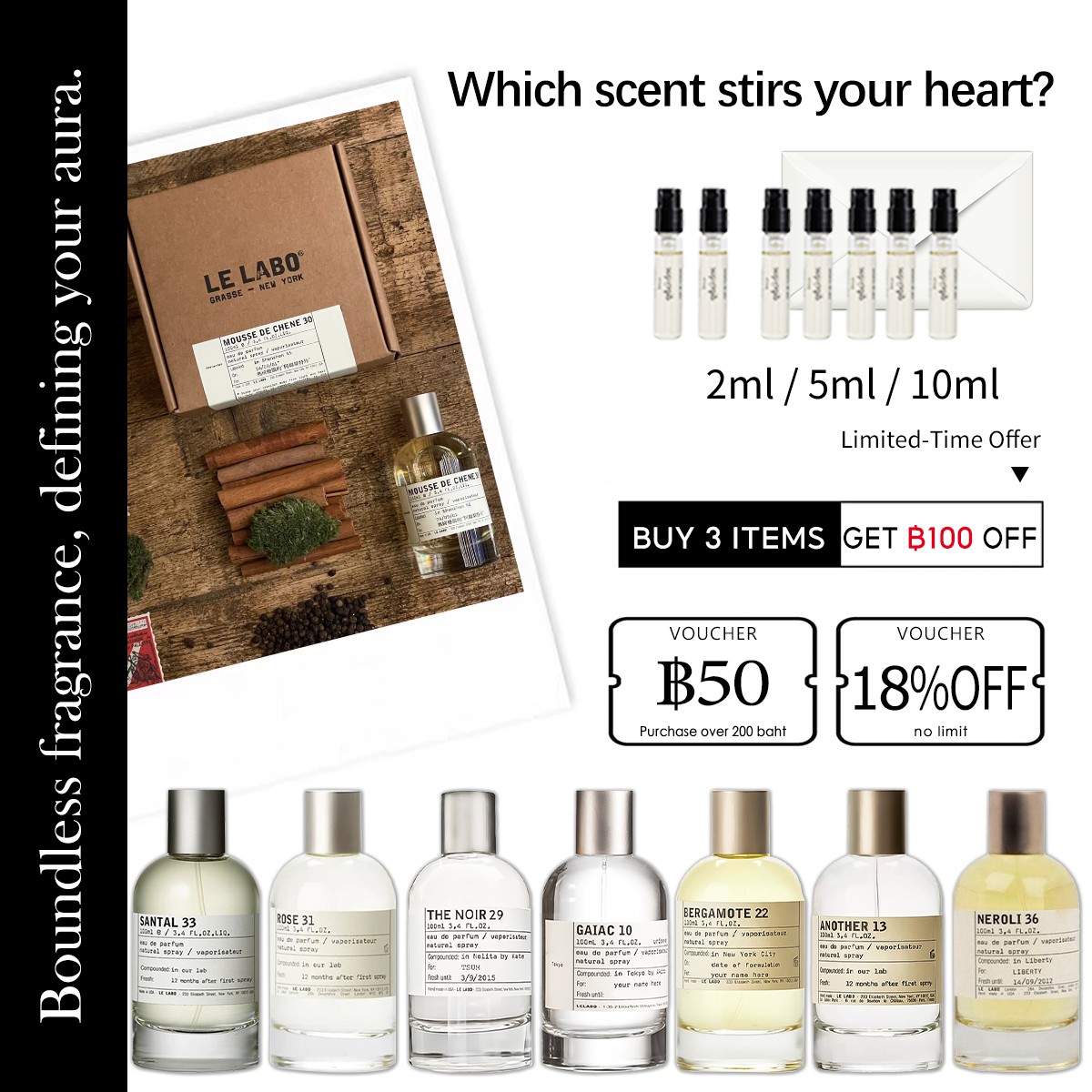 【ของแท้✓จัดส่งรวดเร็ว】Another 13 EDP & Santal 33 & The Noir 29 2ml / 5ml / 10ml น้ําหอม unisex น้ำหอมยอดนิยม น้ำหอมพกพา กลิ่นติดทนนาน