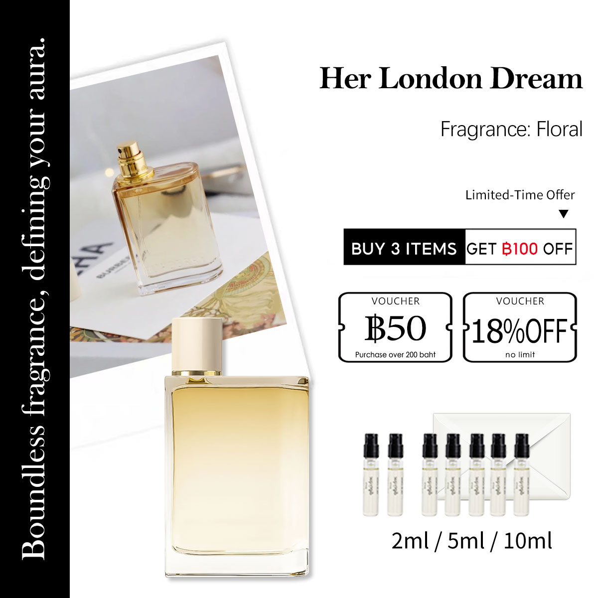 【ของแท้✓ติดทนนาน】Her London Dream EDP 2ml / 5ml / 10ml น้ําหอมผู้หญิง น้ำหอมพกพา พร้อมส่ง beauty fragrance