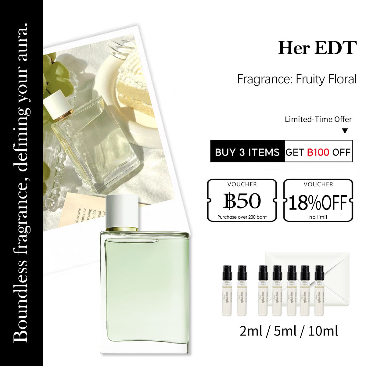 【ของแท้✓ติดทนนาน】Her Eau de Toilette 2ml / 5ml / 10ml น้ําหอมผู้หญิง น้ำหอมพกพา พร้อมส่ง น้ำหอมมินิ
