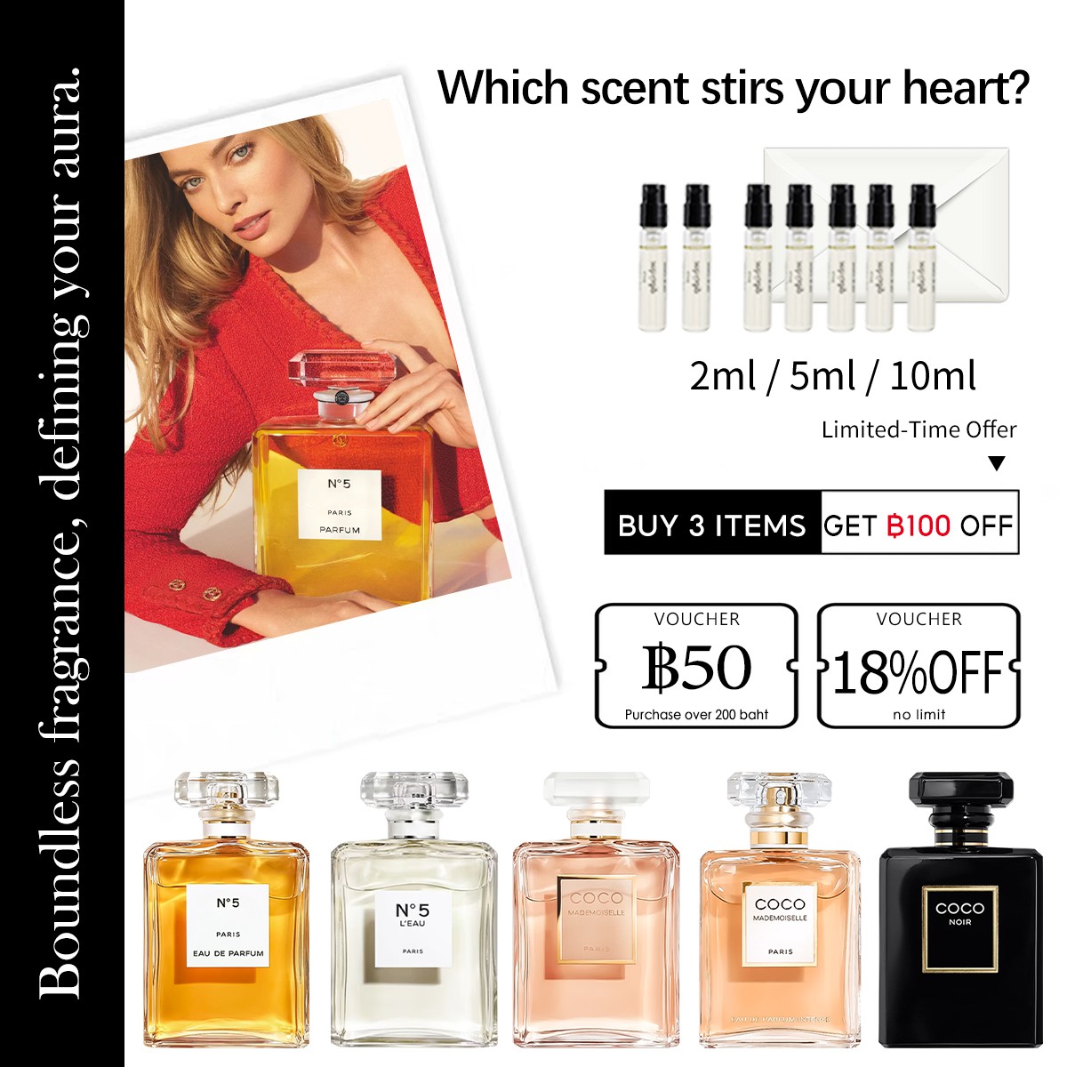 【ของแท้✓ติดทนนาน】Coco Mademoiselle EDP & No 5 Eau de Parfum 2ml / 5ml / 10ml น้ำหอมยอดนิยม น้ําหอมผู้หญิง น้ำหอมแฟชั่น น้ำหอมมินิ กลิ่นติดทนนาน น้ำหอมพกพา