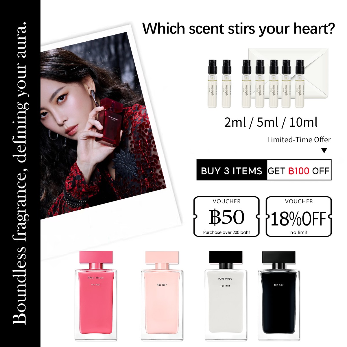 【ของแท้✓จัดส่งรวดเร็ว】for Her EDP & Fleur Musc for Her 2ml/5ml/10ml น้ําหอมผู้หญิง สินค้าขายดี ขนาดทดลอง น้ำหอมพกพา ติดทนนาน