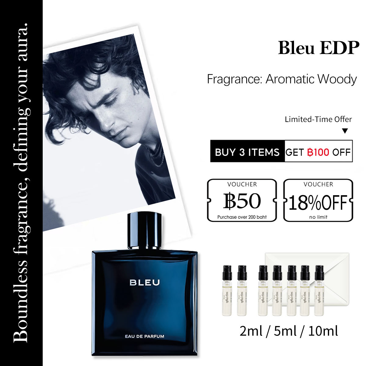 【ของแท้✓ติดทนนาน】Bleu de EDP 2ml / 5ml / 10ml สำหรับผู้ชาย ขนาดพกพา น้ำหอมตัวอย่าง พร้อมส่ง