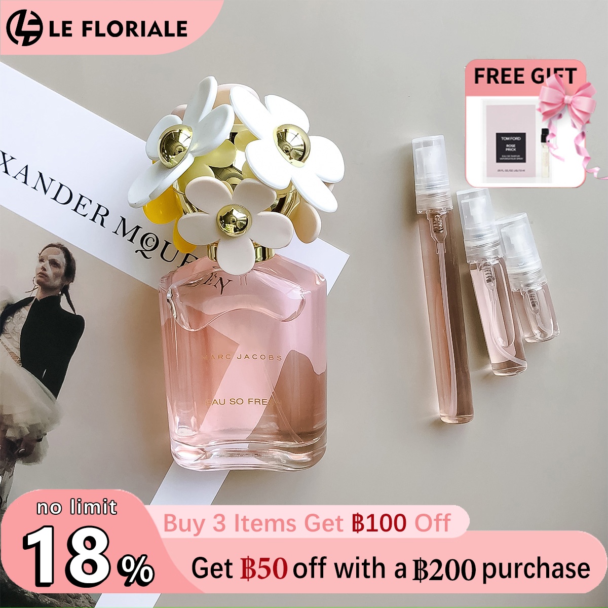 【ของแท้✓ติดทนนาน】 Daisy Eau So Fresh EDT 2ml / 5ml / 10ml น้ําหอมผู้หญิง น้ำหอมมินิ กลิ่นติดทนนาน น้ำหอมพกพา น้ำหอมยอดนิยม