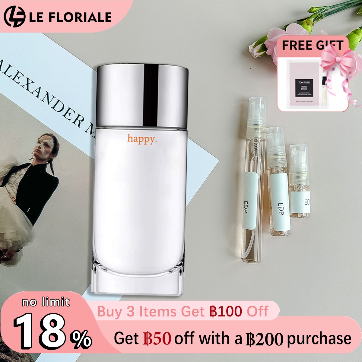 【ของแท้✓ติดทนนาน】 Clinique Happy EDT 2ml / 5ml / 10ml น้ําหอมผู้หญิง น้ำหอมมินิ กลิ่นติดทนนาน น้ำหอมพกพา น้ำหอมยอดนิยม
