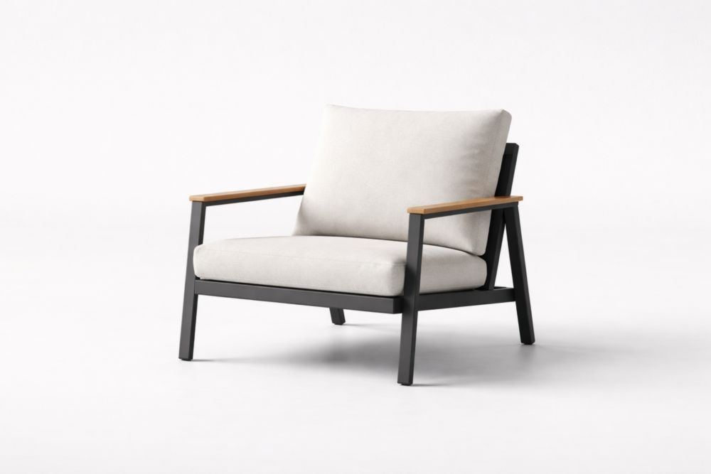 Modern Outdoor Lounge Chair Aluminum Frame Polyester Cushions-Interlivra