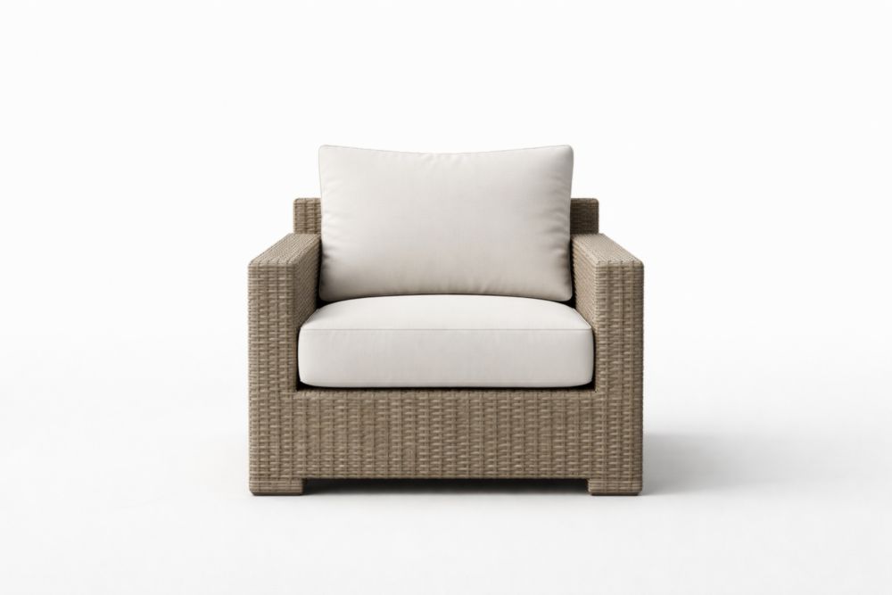 Rattan Armchair with Light Beige Cushions 95x90x75 cm-Interlivra