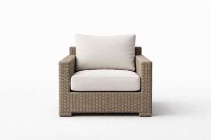Rattan Armchair with Light Beige Cushions 95x90x75 cm-Interlivra