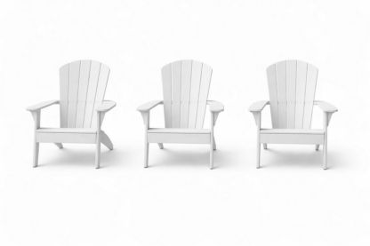 White Outdoor Adirondack Chairs Set of 3 High-Density Polyethylene-Interlivra