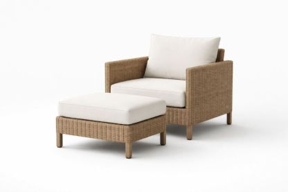 Outdoor Lounge Chair Set with Rattan and Beige Cushions-Interlivra