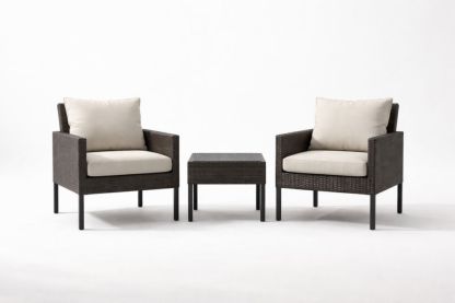 Outdoor Wicker Armchair Set with Cushions and Table-Homedorya