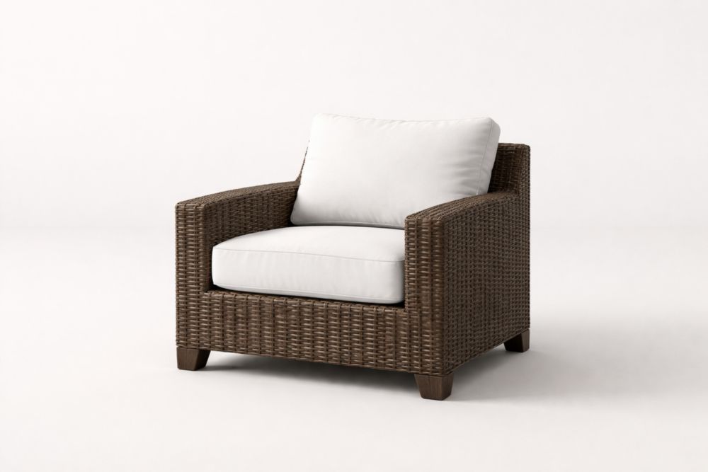 Outdoor Armchair Wicker Rattan Brown with Cushions-Homedorya