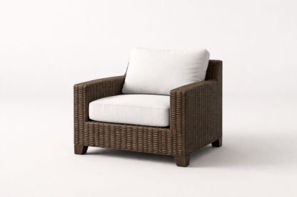 Outdoor Armchair Wicker Rattan Brown with Cushions-Homedorya