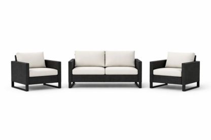 Outdoor Patio Furniture Set Wicker Sofa and Chairs Black Beige-Homedorya