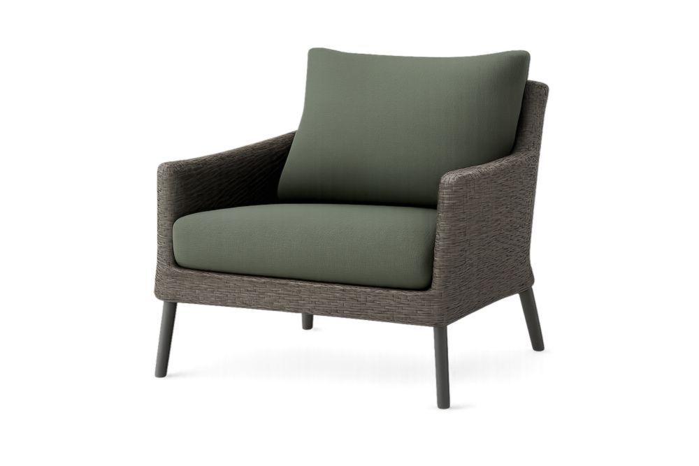 Outdoor Woven Armchair Aluminum Frame Polyester Cushions Green 82cm x 79cm x 76cm-Homedorya