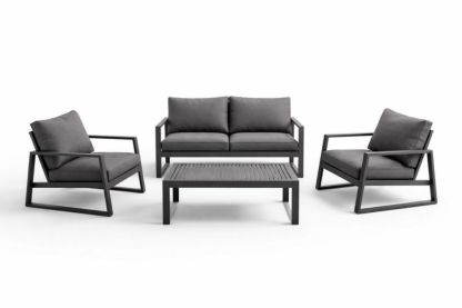 4-Piece Aluminum Frame Outdoor Furniture Set with Cushions in Charcoal-Homedorya