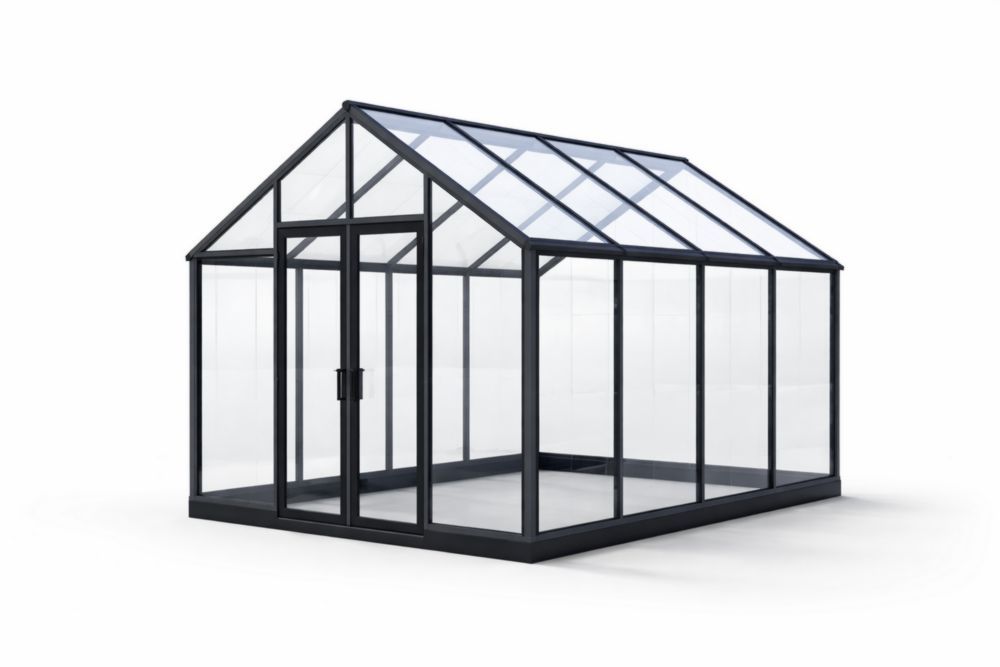 Aluminum Frame Polycarbonate Greenhouse Black 250x190x210cm-Casakento