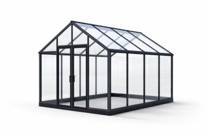 Aluminum Frame Polycarbonate Greenhouse Black 250x190x210cm-Casakento