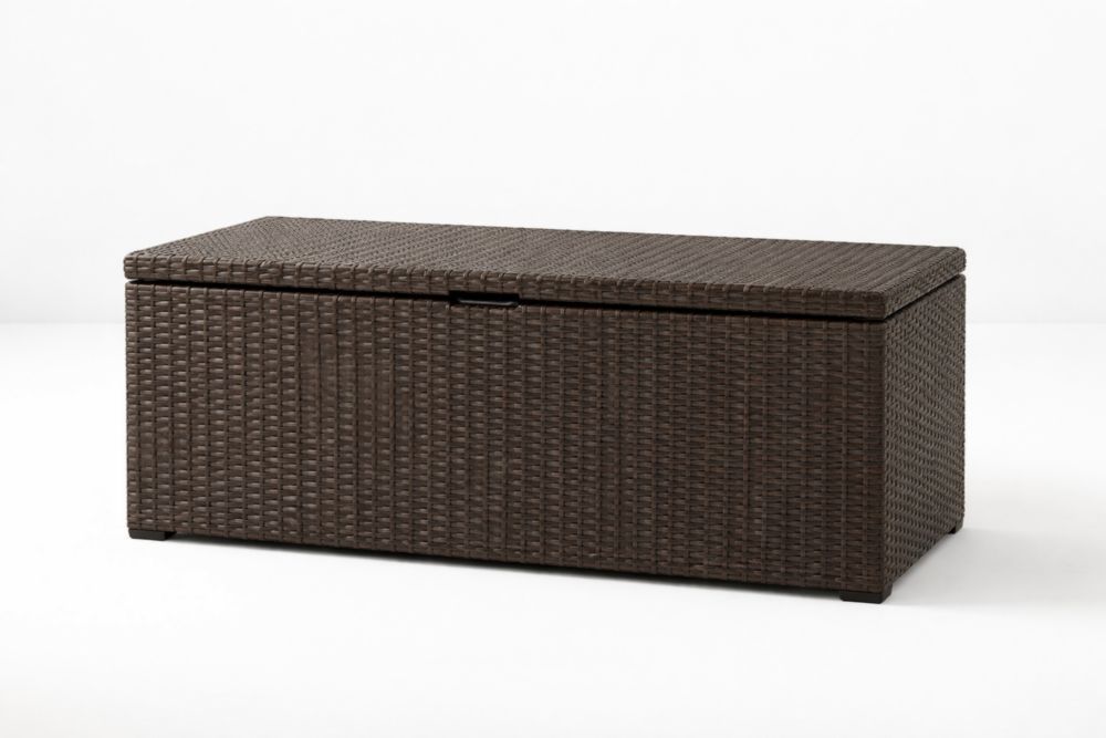 Outdoor Storage Box Rectangle Brown Resin Wicker 150x60x55 cm-Casakento