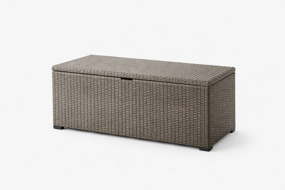 Outdoor Wicker Storage Box Brown Rectangular 122x56x61 cm-Casakento