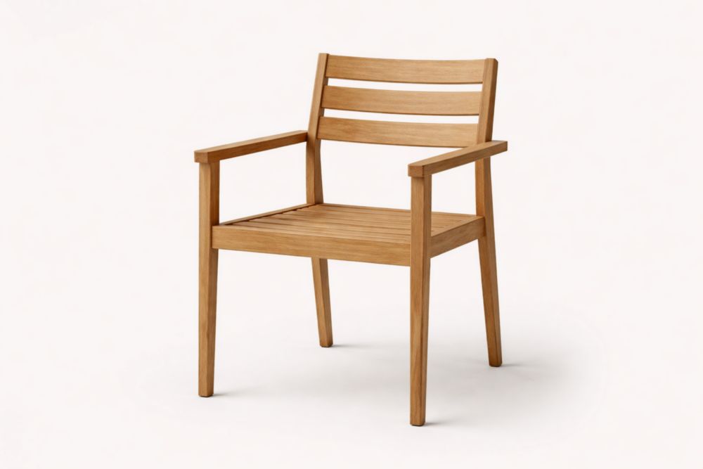 Outdoor Wooden Armchair Teak Brown 85cm x 60cm x 60cm-Casakento
