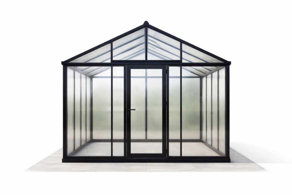 Aluminum Frame Polycarbonate Greenhouse with Black Structure-Casakento