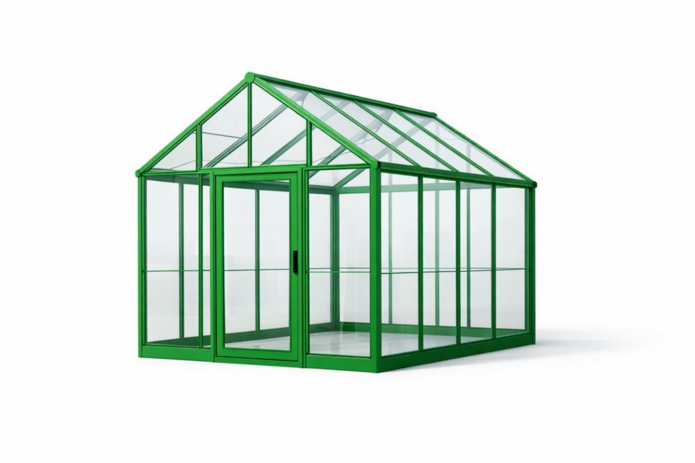 Aluminum Glass Greenhouse with Tempered Glass Panels and Green Frame 300cm x 400cm-Casakento