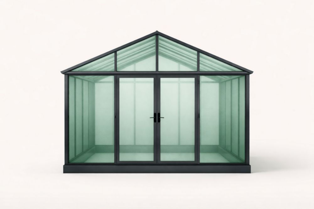 Tempered Glass Greenhouse with Black Aluminum Frame-Casakento