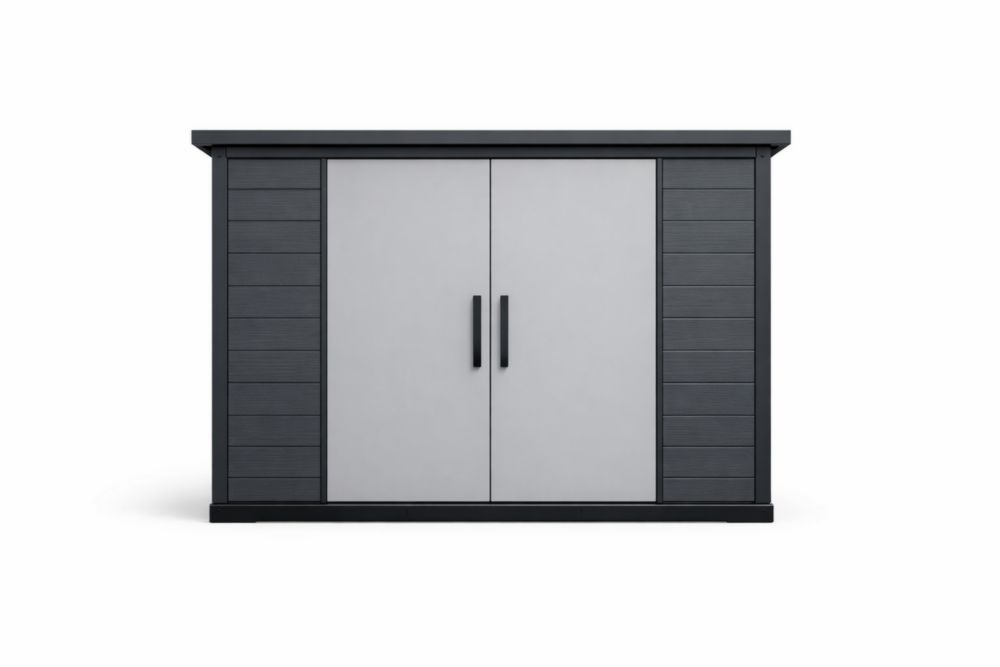 Outdoor Storage Cabinet Double Door Composite Gray/Black 123x54x100 cm-Casakento