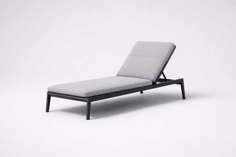 Outdoor Reclining Chaise Lounge Chair Aluminum Frame Polyester Cushion-Livosoria