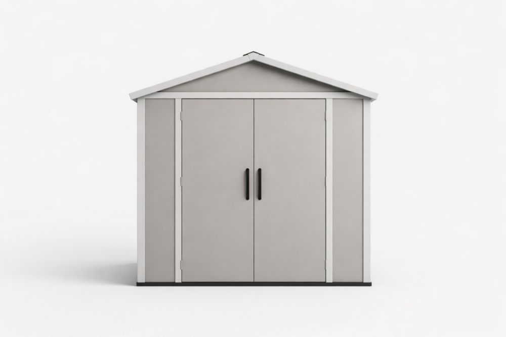 Outdoor Storage Shed Resin Gable Roof Grey-Livosoria
