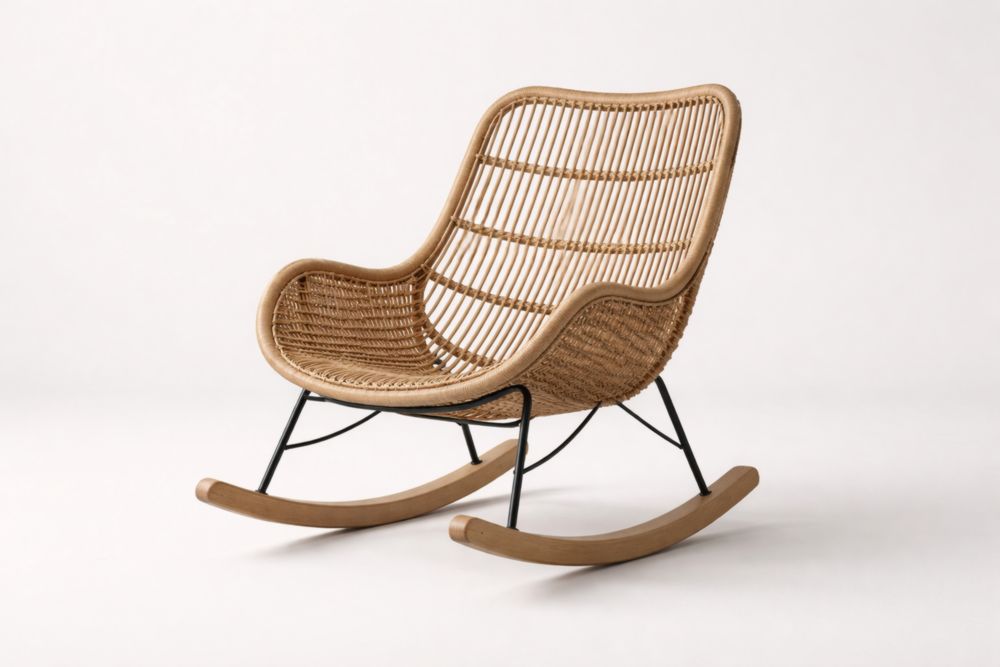 Rattan Rocking Chair with Steel Frame Natural Brown-Livosoria