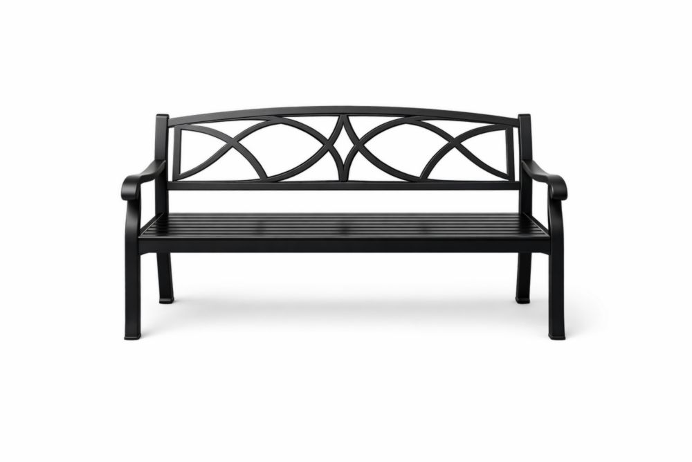 Outdoor Iron Bench Black Cast Iron Frame-Livosoria