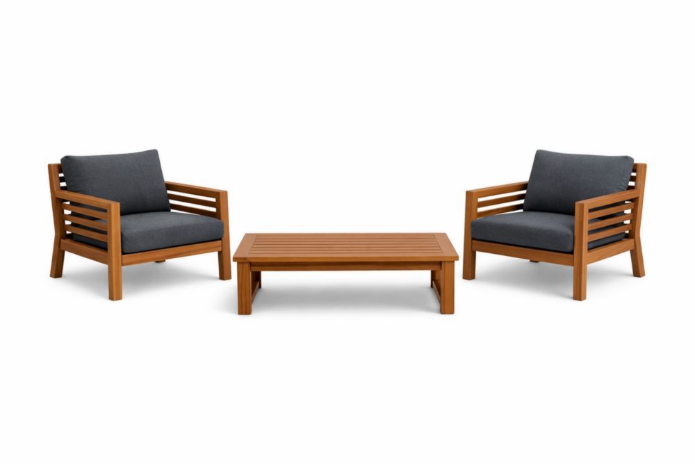 Acacia Wood Patio Conversation Set with Cushions