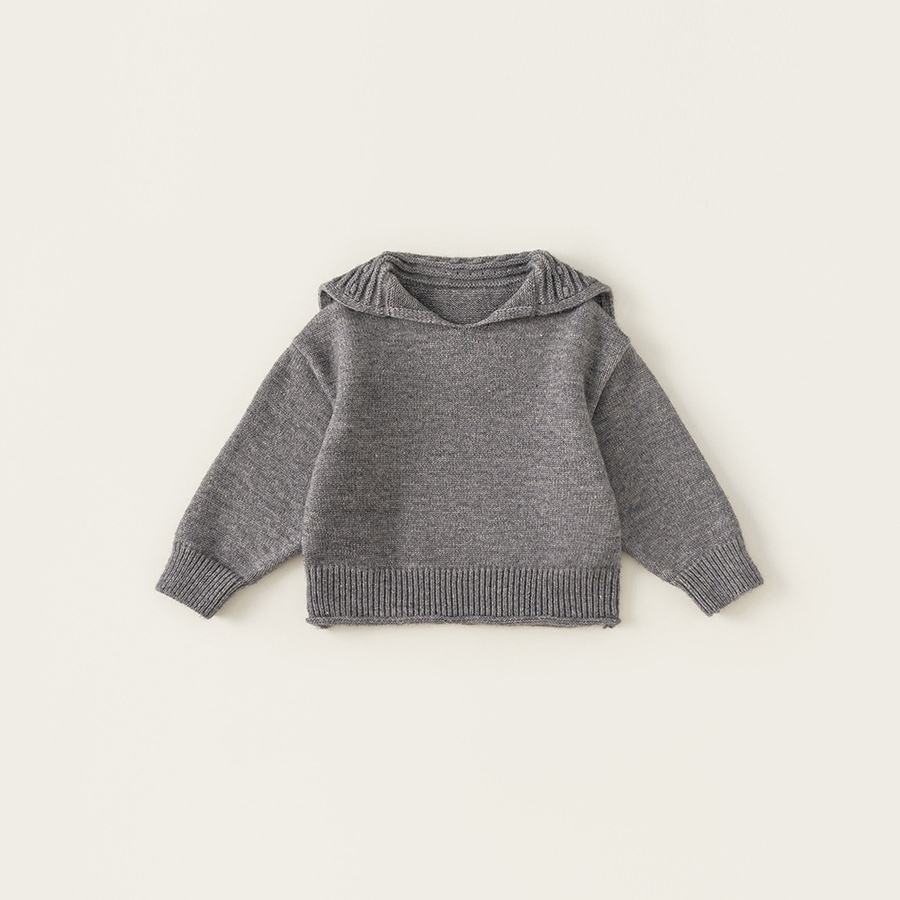 童裝女童純色針織毛衣秋季新款套頭衫中小童大翻領毛線衣兒童