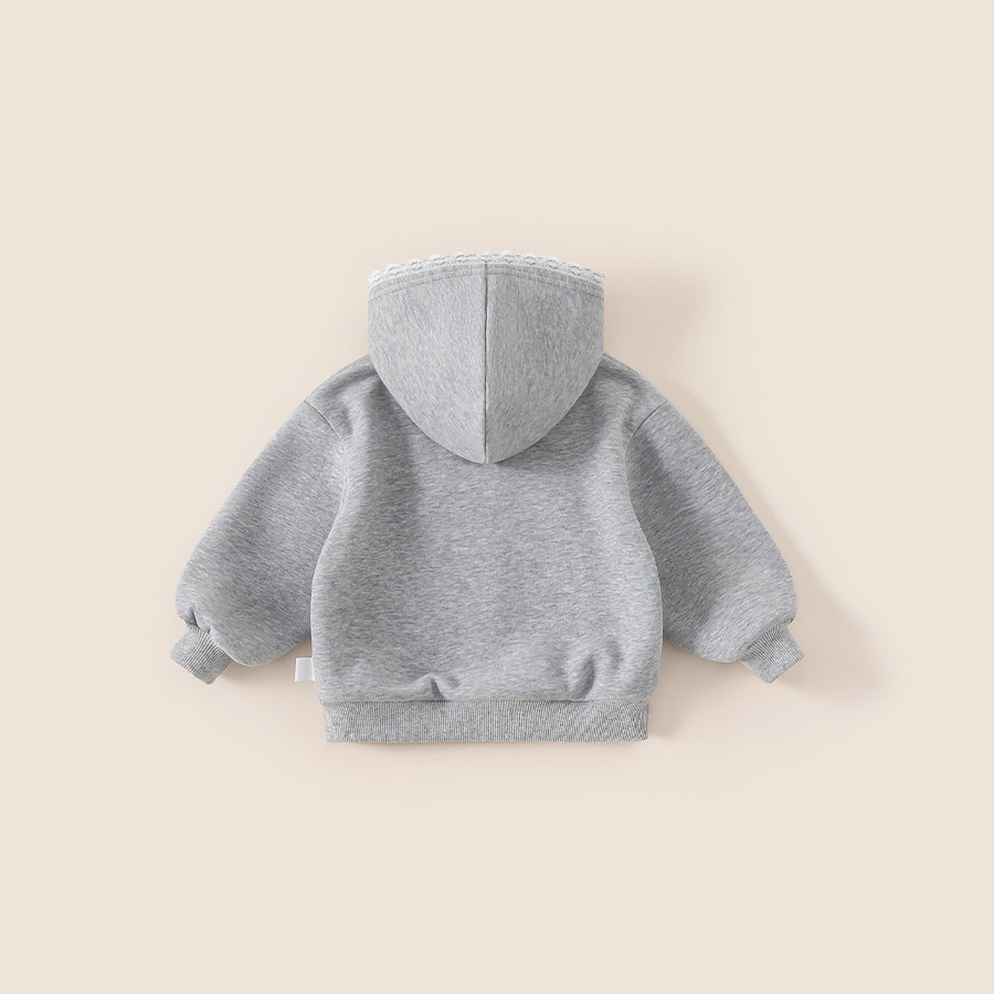 兒童連帽拉鍊衫冬季新品蝴蝶結甜美洋氣小童開衫衛衣女童外套