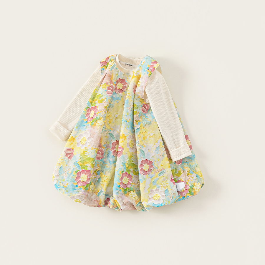 童裝女童套裝裙春季新品彩色寬鬆無袖連衣裙打底衫小童兩件套