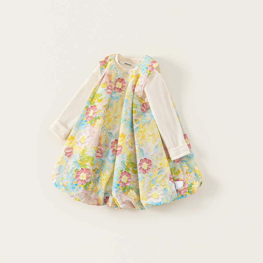 童裝女童套裝裙春季新品彩色寬鬆無袖連衣裙打底衫小童兩件套