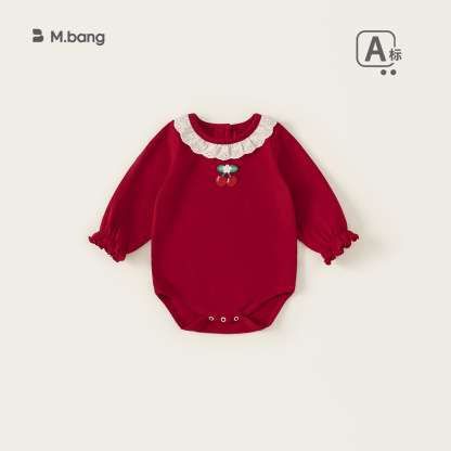 秋裝新生兒衣服嬰童爬服甜美櫻桃女童連體衣