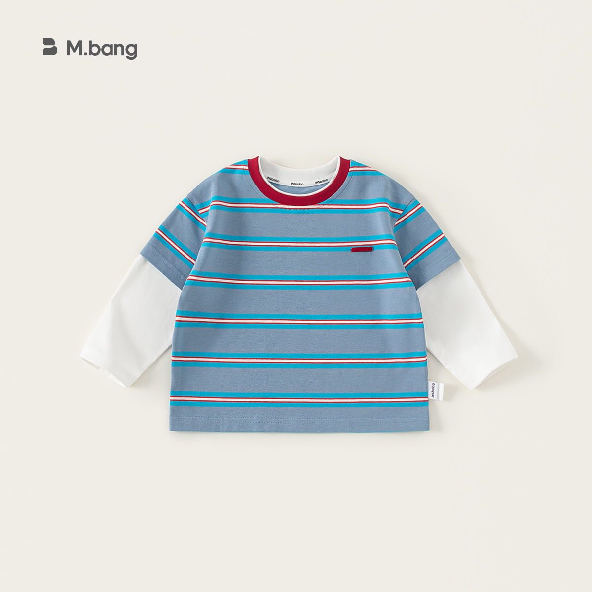 童裝男童T恤春季新款中小童假兩件條紋拼色時尚休閒兒童上衣