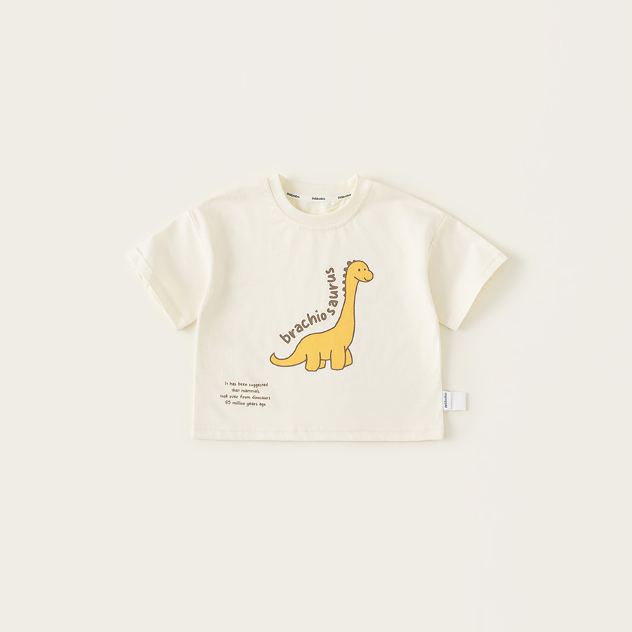 童裝夏款休閒童裝女童圓領寬鬆上衣T恤男童恐龍印花短袖