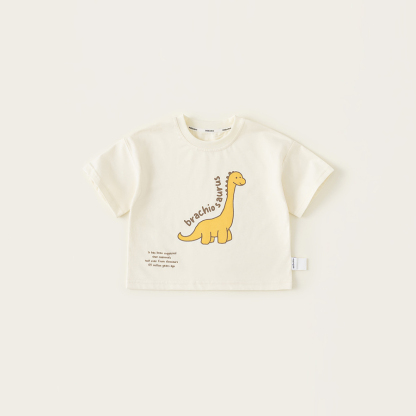 童裝夏款休閒童裝女童圓領寬鬆上衣T恤男童恐龍印花短袖