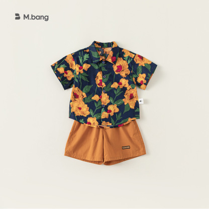 童裝男童夏裝套裝2025新款夏季帥氣兒童度假風短袖襯衫兩件套