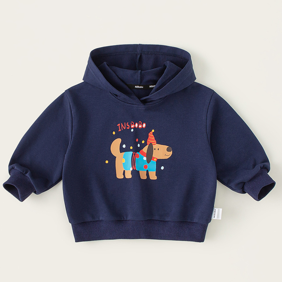 童裝兒童春款新品寬鬆長袖男童狗狗印花上衣女童連帽百搭衛衣