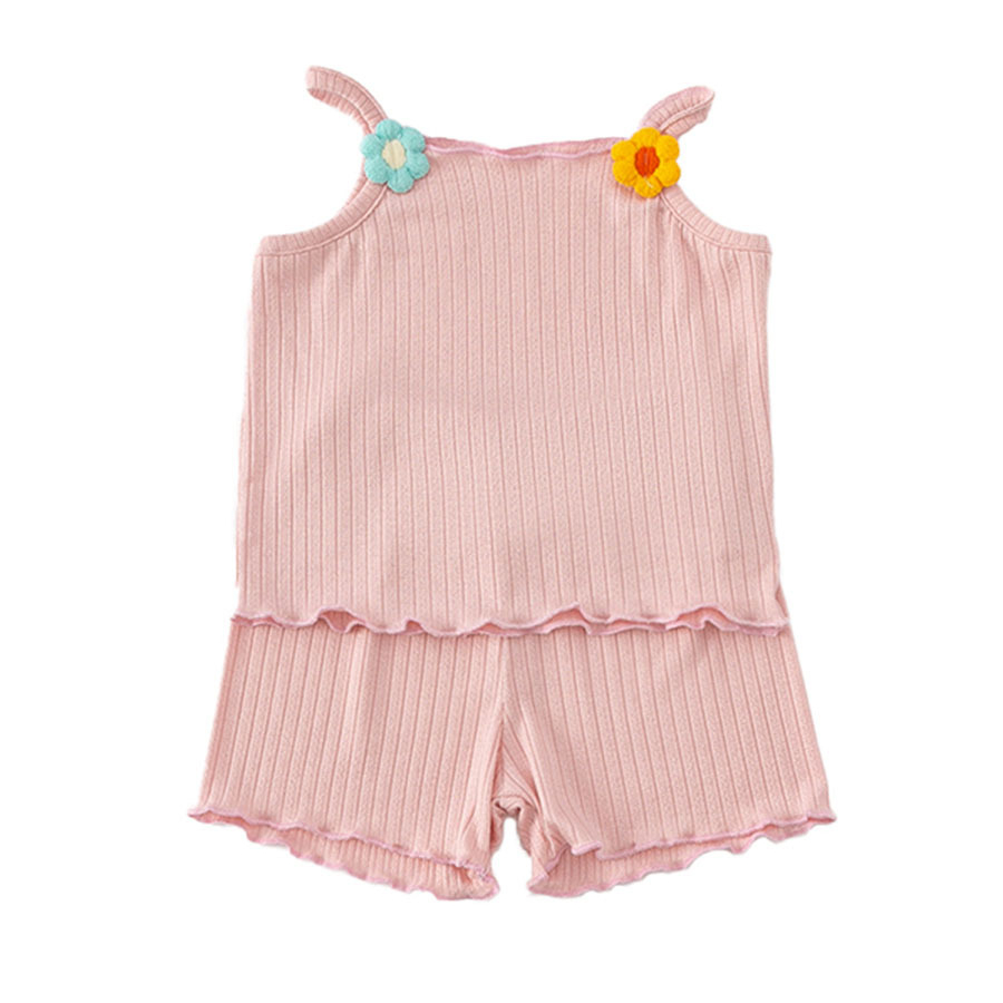 童裝吊帶嬰幼女寶套裝ins女童夏季薄款吊帶寶寶上衣兩件套