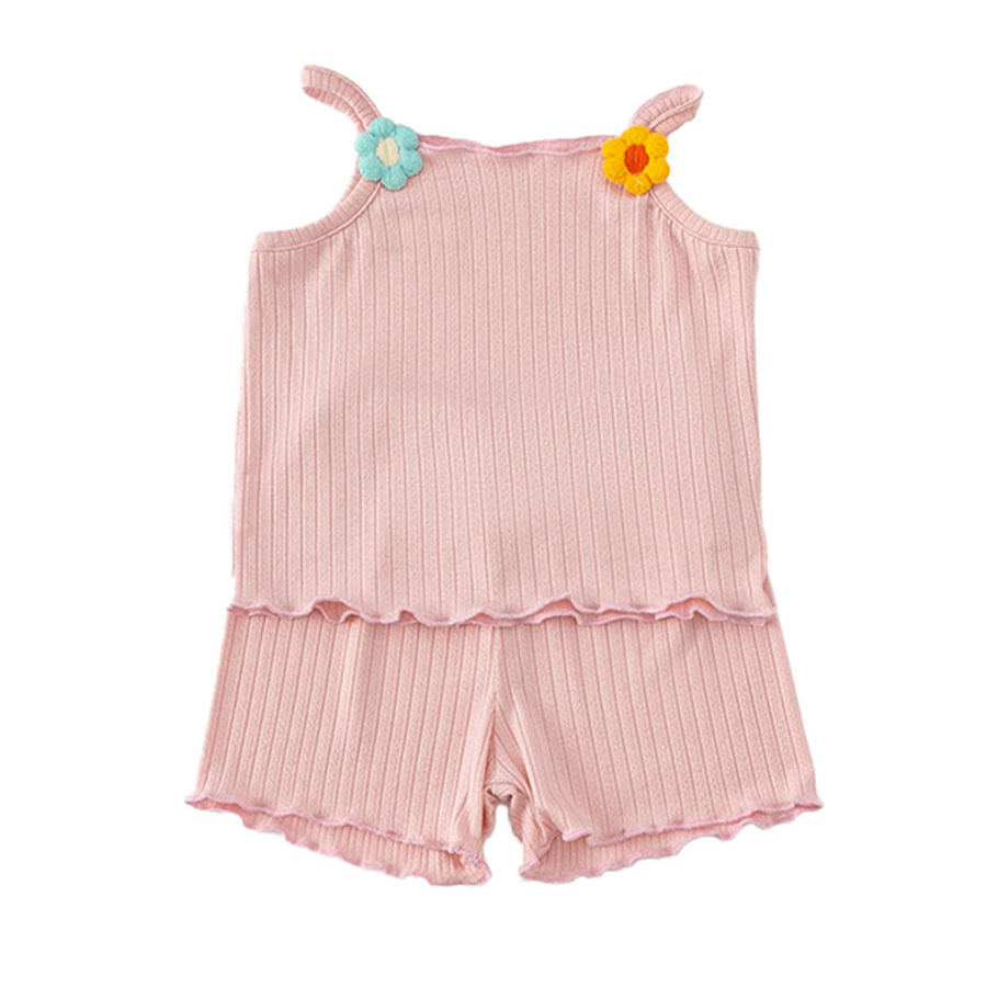 童裝吊帶嬰幼女寶套裝ins女童夏季薄款吊帶寶寶上衣兩件套