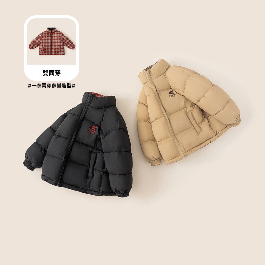 童裝兒童棉服冬季新款加厚保暖百搭雙面穿女童外套冬裝