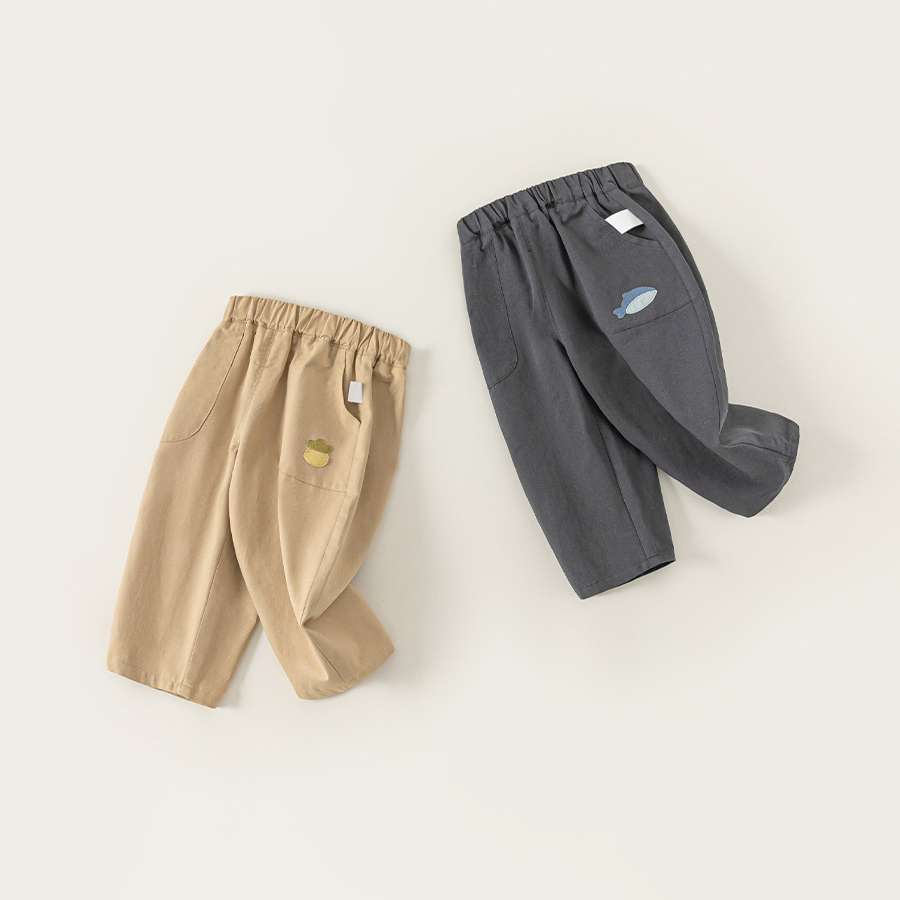 童裝男童長褲春季新品純色簡約兒童休閒褲寬鬆中小童直筒褲