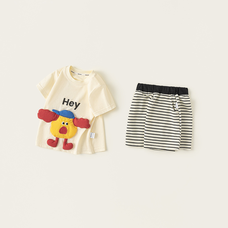 童裝兒童短袖套裝女童夏裝男童T恤短褲兩件套中小童夏季衣服